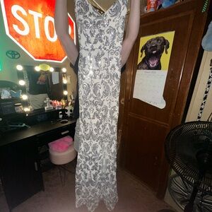 Elegant White and Silver Gown